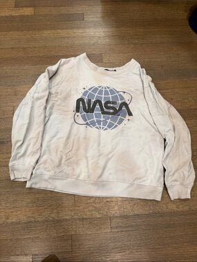 Fifth Sun White Crewneck Sweatshirt with NASA Globe Graphic
